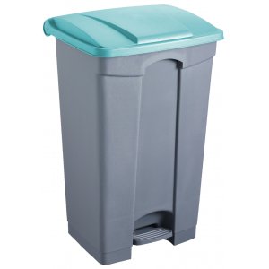 Cos Dreptunghiular Cu Pedala, Pentru Reciclare, 87 Litri, Helit - Corp Gri - Capac Verde