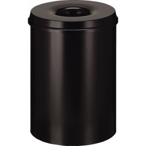 Cos Metalic Cu Capac Antifoc Pentru Hartii, 15 Litri, Helit - Negru