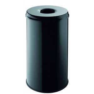 Cos Metalic Cu Capac Antifoc Pentru Hartii, 50 Litri, Helit - Negru