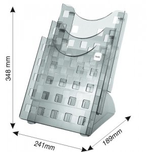 Dysplay Modular Pentru Birou, 3 X A4, Helit - Transparent Fumuriu