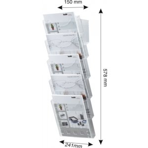 Display Modular De Perete, 5 X A4, Pentru Pliante, Helit - Transparent Cristal