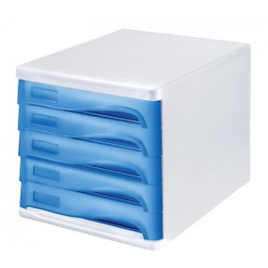 Suport Modular Pentru Birou, 5 Sertare Pentru Documente, Helit - Gri/albastru Suport Modular Pentru Birou, 5 Sertare Pentru Documente, Helit - Gri/albastru