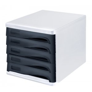 Suport Modular Pentru Birou, 5 Sertare Pentru Documente, Helit - Gri/negru Suport Modular Pentru Birou, 5 Sertare Pentru Documente, Helit - Gri/negru