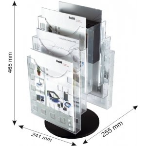 Display Modular De Birou, 6 X A4, Rotativ, Pentru Pliante, Helit - Transparent Cristal