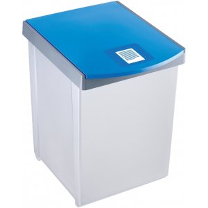 Cos Dreptunghiular Pentru Reciclare, 20 Litri, Helit - Corp Gri - Capac Albastru