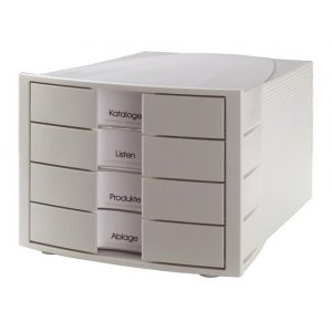 Suport Plastic Cu 4 Sertare Pentru Documente, Han Impuls - Gri Deschis