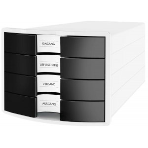 Suport Plastic Cu 4 Sertare Pt. Documente, Han Impuls 2.0 - Alb - Sertare Negre