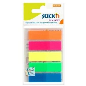Stick Index Plastic Transparent Color 45 X 12 Mm, 5 X 25 File/set, Stick"n - 5 Culori Neon Stick Index Plastic Transparent Color 45 X 12 Mm, 5 X 25 File/set, Stick"n - 5 Culori Neon