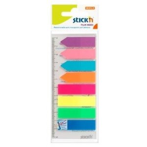 Stick Index Plastic Transp. Color 45 X 12 Mm, 8 X 25 File/set + Index Sageata, Stick"n-8 Culori Neon