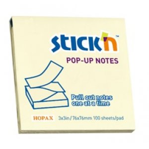 Notes Autoadeziv 76 X 76 Mm, 100 File, Stick"n Pop-up - Galben Pastel