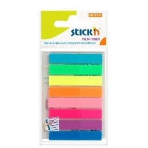 Stick Index Plastic Transparent Color 45 X 8 Mm, 8 X 20 File/set, Stick"n - 8 Culori Neon