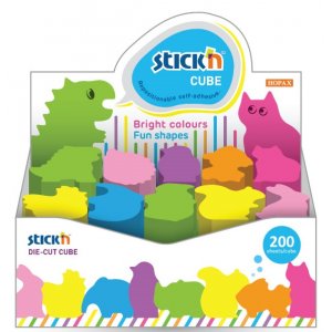 Display Stick"n Cube Animals - Birds - Fishes, 200 File/cub, 3 X 10 Cuburi/display - Neon Asortate