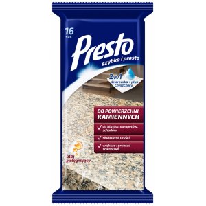 Servetele Umede Pentru Suprafete Din Piatra, Ceramica, Marmura, Granit, 16 Buc/pachet, Presto