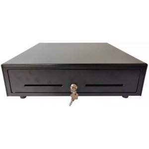 Sertar de Bani Metalic Mediu CD350BK, 4 Compartimente Bancnote, 8 Compartimente Monede si 2 Compartimente Externe, Culoare Negru