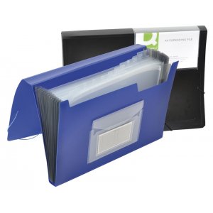 Mapa Cu Burduf A4, 13 Compartimente, Separatoare Color, Inchidere Cu Elastic, Q-connect - Albastru