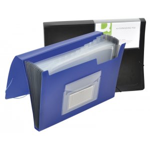 Mapa Cu Burduf A4, 13 Compartimente, Separatoare Color, Inchidere Cu Elastic, Q-connect - Negru