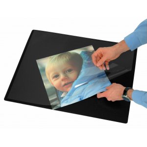 Mapa Birou Dublata Cu Folie Transparenta, 50 X 63 Cm, Buretata, Q-connect - Negru