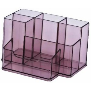 Suport Plastic Pentru Accesorii De Birou, 6 Compartimente, 105 X 85mm, Kejea - Fumuriu