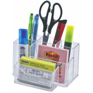 Suport Plastic Pentru Accesorii De Birou, 6 Compartimente, 105 X 85mm, Kejea - Transparent