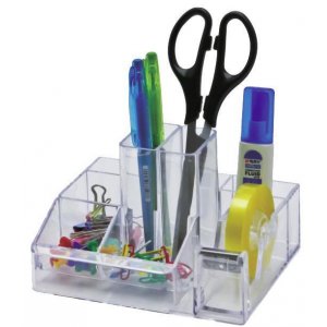 Suport Plastic Pentru Accesorii De Birou, 8 Compartimente, 148 X 87mm, Kejea - Transparent