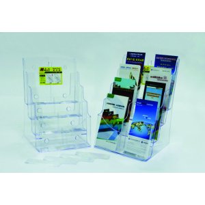 Display Plastic Pentru Brosuri, De Birou/perete, 4 X A4-portrait, Kejea - Transparent Display Plastic Pentru Brosuri, De Birou/perete, 4 X A4-portrait, Kejea - Transparent
