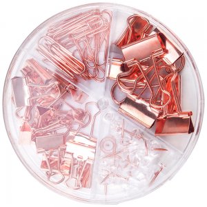 Set Accesorii Birou (agrafe, Clipsuri, Pioneze) Auriu Deli