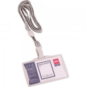 Ecuson Orizontal Rigid cu Clips Deli, 85x53 mm, Snur Textil, Ecuson Orizontal, Ecuson Deli, Ecuson Orizontal Deli, Ecuson cu Snur, Ecuson cu Snur Textil, Ecuson cu Snur Deli, Ecuson cu Clips Deli, Ecuson Orizontal