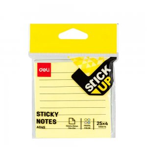 NOTES ADEZIV 76 x 76 MM 4 x 25 FILE R-V-G-A LINIAT DELI