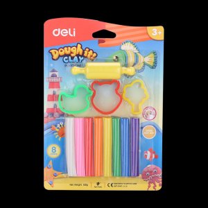 PLASTILINA 8 CULORI 100G + FORME MODELAJ DELI