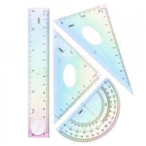 SET GEOMETRIE 4 PIESE MULTICOLOR (RIG.15CM, ECH*2, RAP) DELI SET GEOMETRIE 4 PIESE MULTICOLOR (RIG.15CM, ECH*2, RAP) DELI