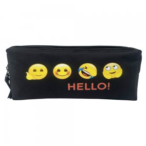 Penar Etui Dreptunghiular 3 Fermoare Negru Emoji Pigna Penar Etui Dreptunghiular 3 Fermoare Negru Emoji Pigna