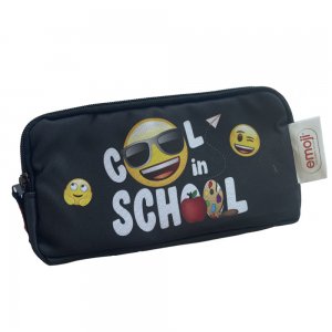 Penar Etui Dreptunghiular 3 Fermoare Negru School Emoji Pigna Penar Etui Dreptunghiular 3 Fermoare Negru School Emoji Pigna