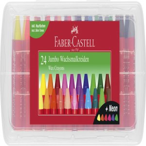 Creioane Cerate 24 Culori Jumbo Cutie Plastic Faber-castell Creioane Cerate 24 Culori Jumbo Cutie Plastic Faber-castell