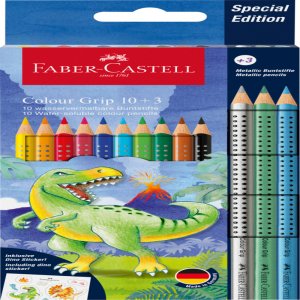 Set Promo Creioane Colorate 10+3 Culori Grip 2001 Dinozauri Faber-castell Set Promo Creioane Colorate 10+3 Culori Grip 2001 Dinozauri Faber-castell