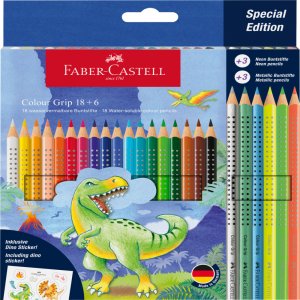 Set Promo Creioane Colorate 18+6 Culori Grip 2001 Dinozauri Faber-castell Set Promo Creioane Colorate 18+6 Culori Grip 2001 Dinozauri Faber-castell