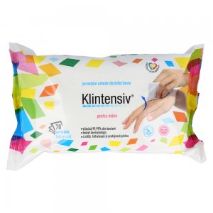 Servetele Umede Antibacteriene & Dezinfectante 70buc Klintensiv Servetele Umede Antibacteriene & Dezinfectante 70buc Klintensiv