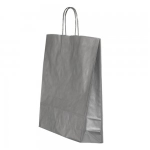 Punga Hartie Maner Rasucit 32 X 12 X 41 Cm Argintiu/alb Papiroti