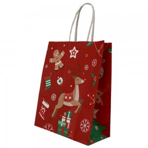 Punga Hartie Maner Rasucit 18 X 8 X 22 Cm Rosu/alb Cerb Craciun Papiroti