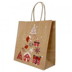 Punga Hartie Maner Rasucit 22 X 10 X 31 Cm Maro/maro Copac Craciun Papiroti