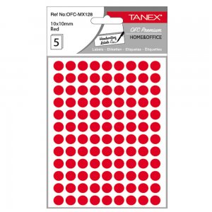 Etichete Rotunde 10mm Rosii 540/tipla Tanex