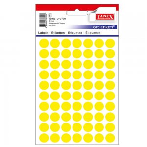 Etichete Rotunde 13mm Galbene 350/tipla Tanex