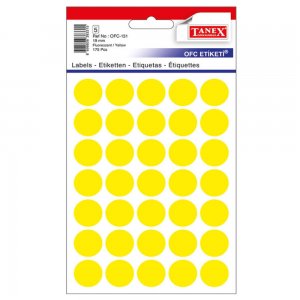 Etichete Rotunde 19mm Galbene 175/tipla Tanex