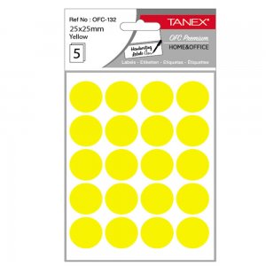 Etichete Rotunde 25mm Galbene 100/tipla Tanex