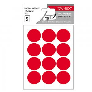 Etichete Rotunde 32mm Rosii 60/tipla Tanex
