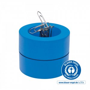 Suport Pentru Agrafe, Forma Rotunda - D73mm, H60mm, Din Plastic Reciclat, Eco Maul - Albastru