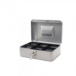 Caseta (cutie) Metalica Pentru Bani, 250 X 190 X 90 Mm, Maul - Argintie