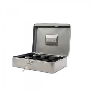 Caseta (cutie) Metalica Pentru Bani, 300 X 250 X 87 Mm, Maul - Argintie