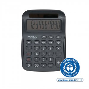Calculator De Birou Maul Eco Mj555, 8 Digits, Realizat Din Plastic Reciclat, Incarcare Solara- Gri
