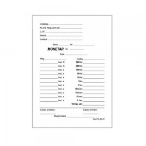 Monetar A6, 2 Ex, 100 File/Carnet - Formular Inventar Tipizat