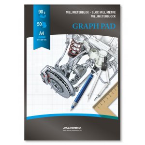 Hartie Milimetrica A4, 50 File - 90g/mp, Aurora Raphael - Fond Albastru